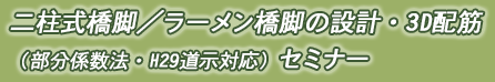 二柱式橋脚/ラーメン橋脚の設計・3D配筋(部分係数法・H29道示対応)セミナー